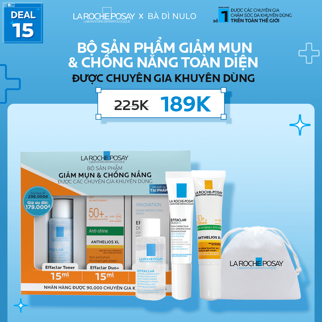 DEAL 15_ BỘ SẢN PHẨM GIẢM MỤN & CHỐNG NẮNG TOÀN DIỆN ĐƯỢC CHUYÊN GIA KHUYÊN DÙNG