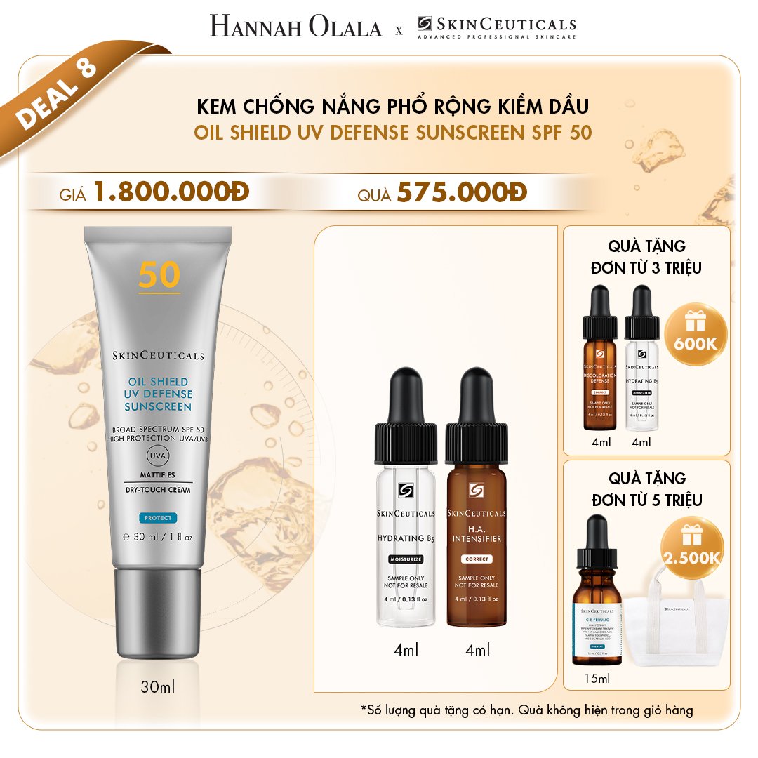 [Hannah x Jul] Kem chống nắng phổ rộng Oil Shield UV Defense Sunscreen SPF 50 kiềm dầu, bảo vệ da tối ưu trước tia UV 30ml