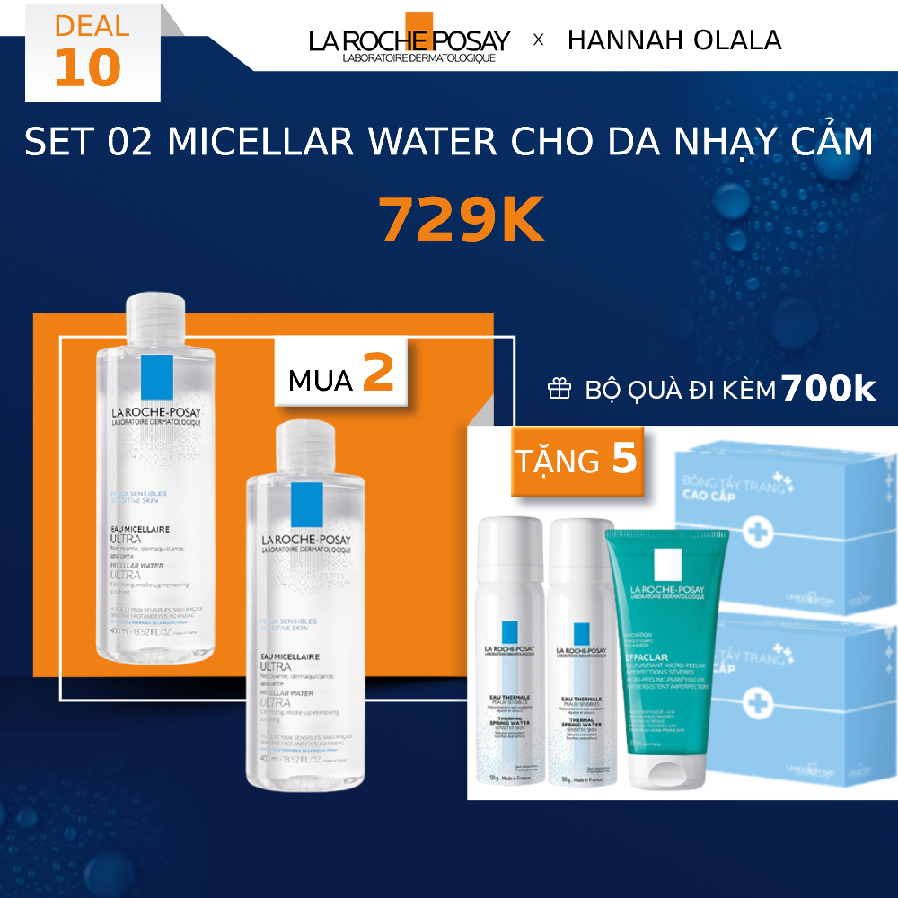 DEAL 10_SET 02 NƯỚC TẨY TRANG GIÀU KHOÁNG DÀNH CHO DA NHẠY CẢM MICELLAR WATER ULTRA SENSITIVE SKIN
