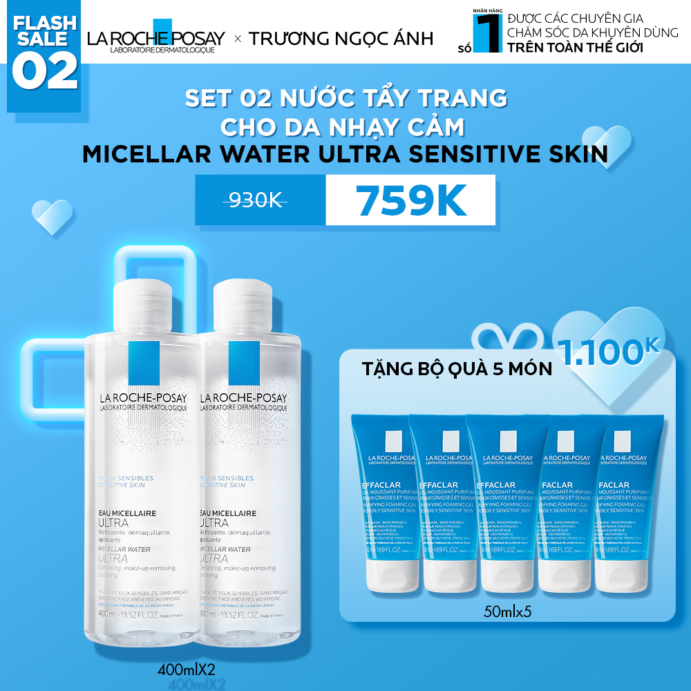 FLASH SALE 2: SET 02 MICELLAR WATER NƯỚC TẨY TRANG CHO DA NHẠY CẢM