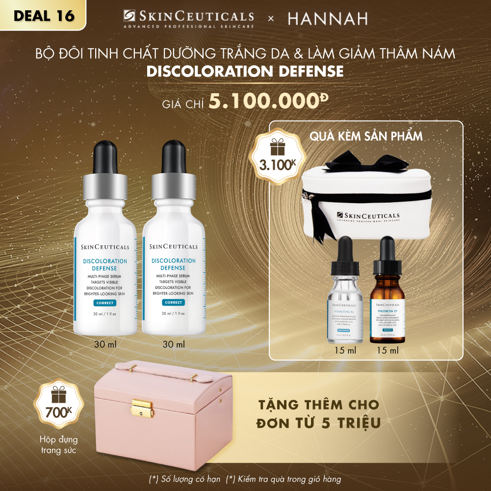 DEAL 16_BỘ ĐÔI TINH CHẤT DƯỠNG TRẮNG DA & LÀM GIẢM THÂM NÁM DISCOLORATION DEFENSE