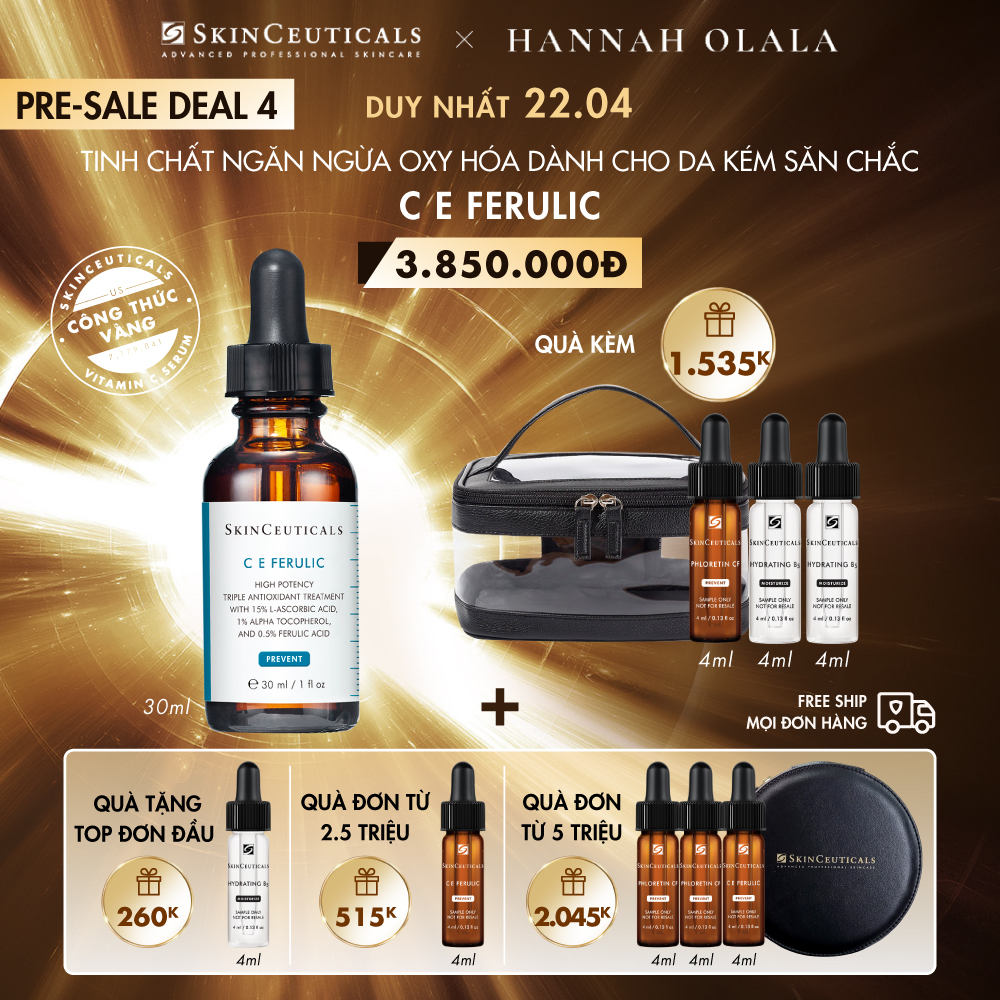 PRE-SALE 4 _TINH CHẤT CHỐNG OXY HÓA C E FERULIC ( DÀNH CHO DA KÉM SĂN CHẮC )