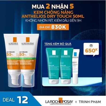 DEAL 12_ KEM CHỐNG NẮNG ANTHELIOS DRY TOUCH 50ML GIÚP KIỂM SOÁT BÓNG NHỜN 9H