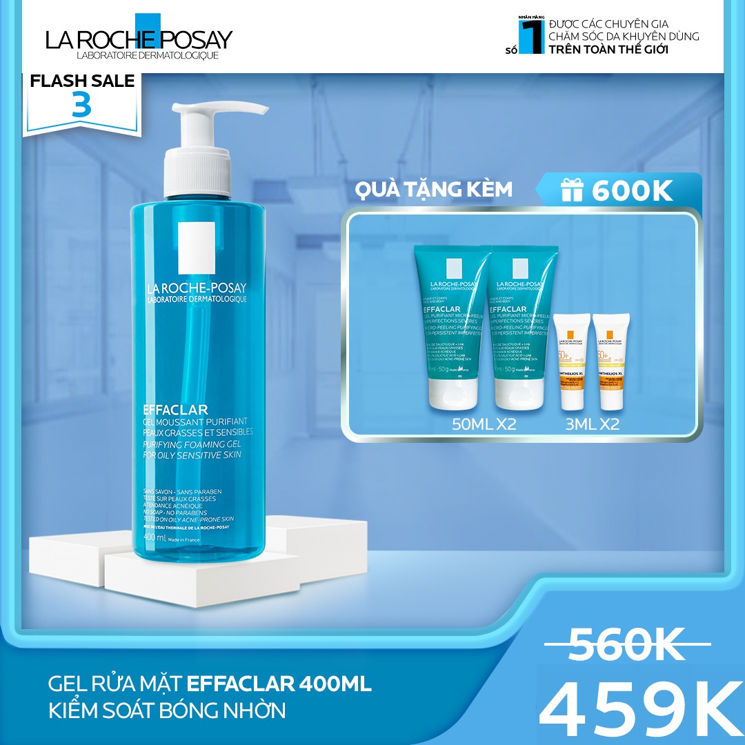 FLASH SALE 3_GEL RỬA MẶT EFFACLAR 400ML KIỂM SOÁT BÓNG NHỜN