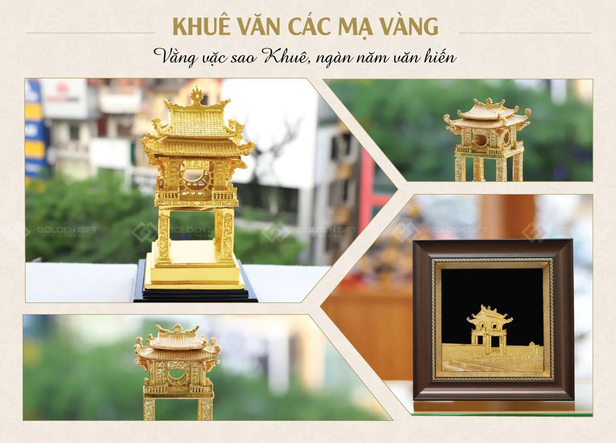 Quà tặng lưu niệm Thủ đô Hà Nội - Khuê Văn Các mạ vàng 24K