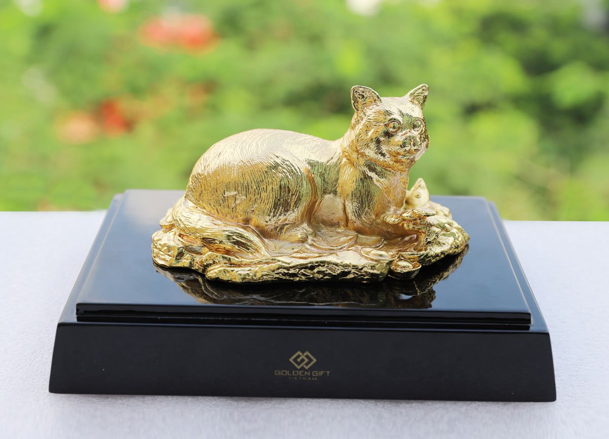 tượng mèo vàng An khang - Mèo An khang năm Quý Mão 2023