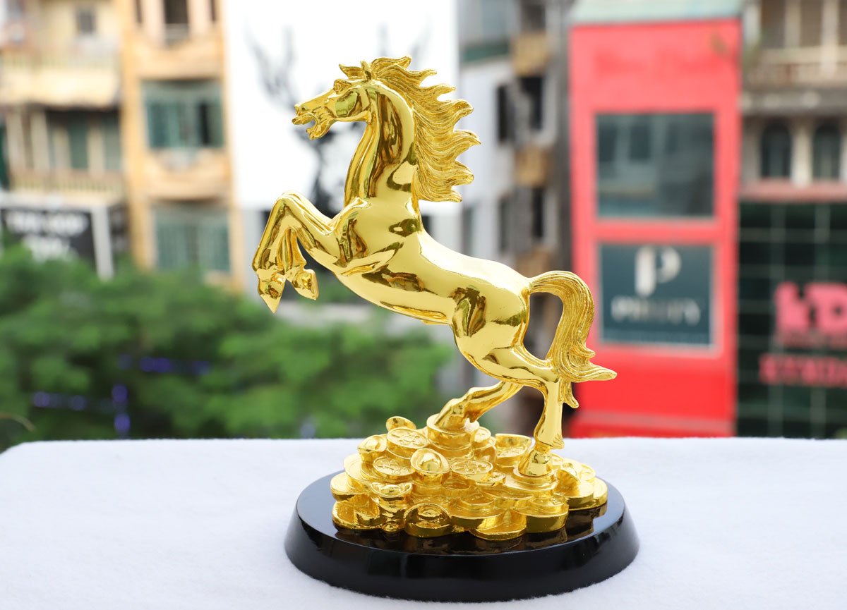 Tượng ngựa mạ vàng - Ngựa phong thuỷ mạ vàng 24K