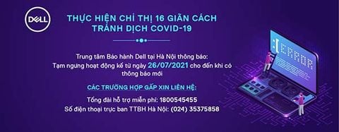 TTBH Dell CN Hà Nội thông báo