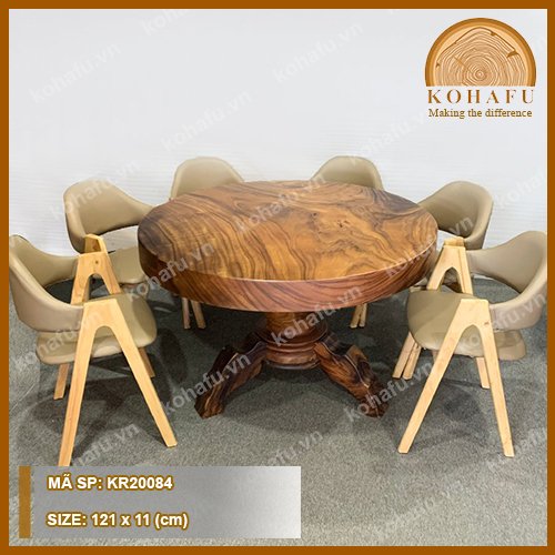 Ý nghĩa của bàn ăn hình tròn gỗ tự nhiên nguyên tấm  - KOHAFU