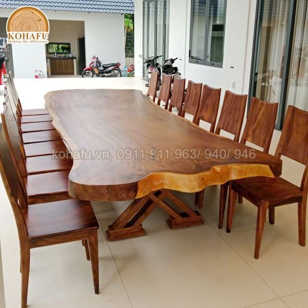 Feedback Giao Hàng Thành Công – Bộ Bàn Dài 16 Ghế Gỗ Me Tây Nguyên Tấm Tự Nhiên Kích Thước Lớn