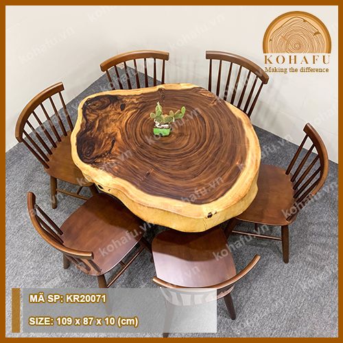 Tổng hợp các bộ bàn ghế gỗ me tây nguyên tấm dưới 10 triệu cho phong ăn - KOHAFU