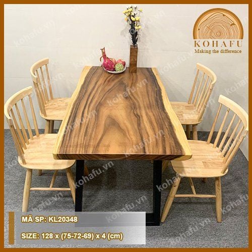 BỘ BÀN GHẾ GỖ ME TÂY NGUYÊN TẤM 4 GHẾ CHO KHÔNG GIAN CĂN HỘ