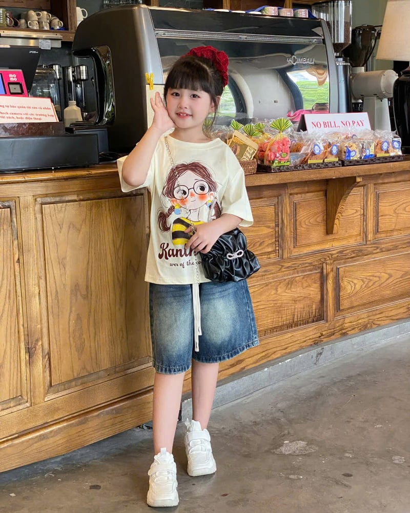 bộ short jean bé gái cô gái rantho