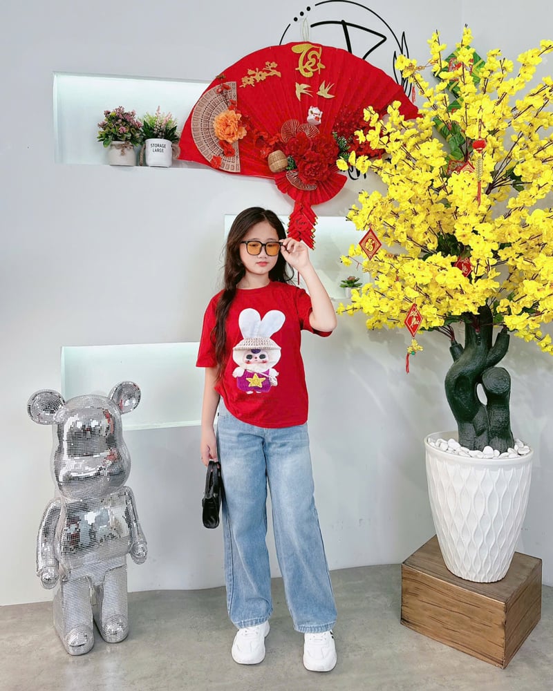 bộ jean dài bé gái Baby Three