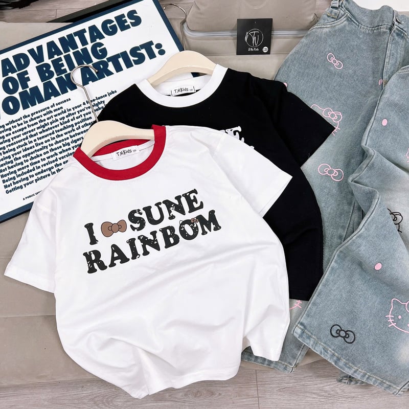 bộ jean dài bé gái rainbom