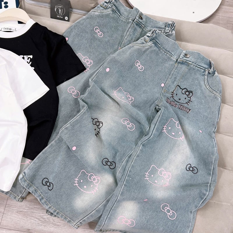bộ jean dài bé gái rainbom