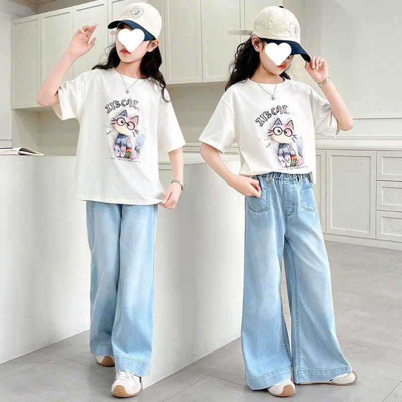 Bộ jean dài bé gái Tenocat