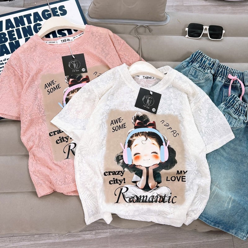 bộ short jean bé gái cô gái romantic