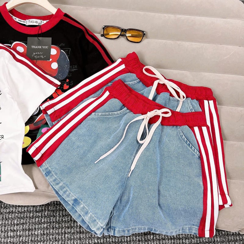 bộ short jean bé gai micky ksga
