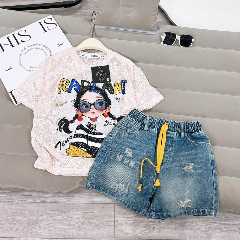 Bộ short jean bé gái Radiant