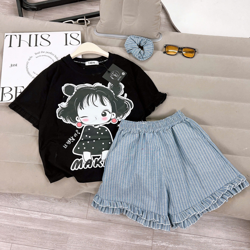 bộ thun bé gái búp bê bèo