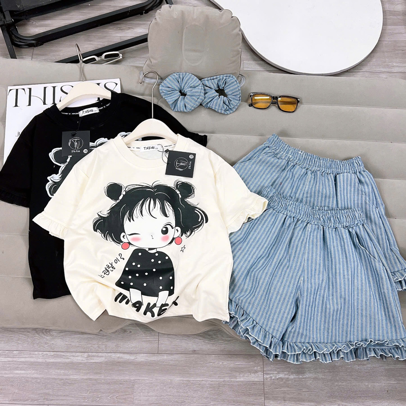 bộ thun bé gái búp bê bèo