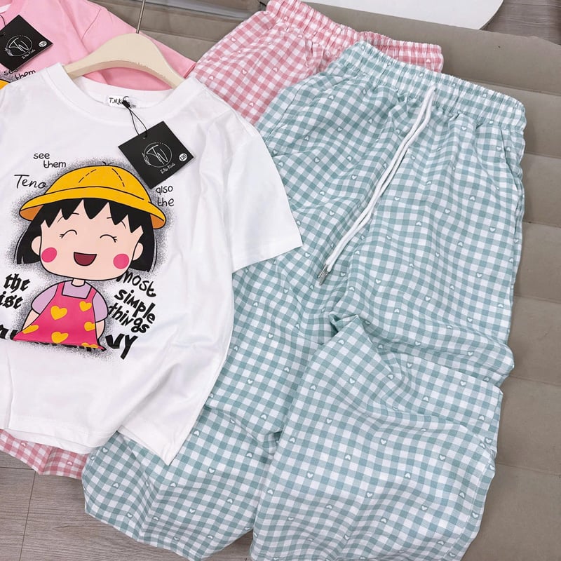 Bộ thun dài bé gái cô bé Maruko