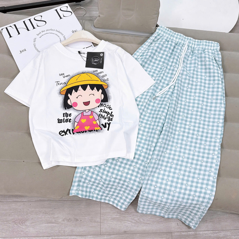 Bộ thun dài bé gái cô bé Maruko