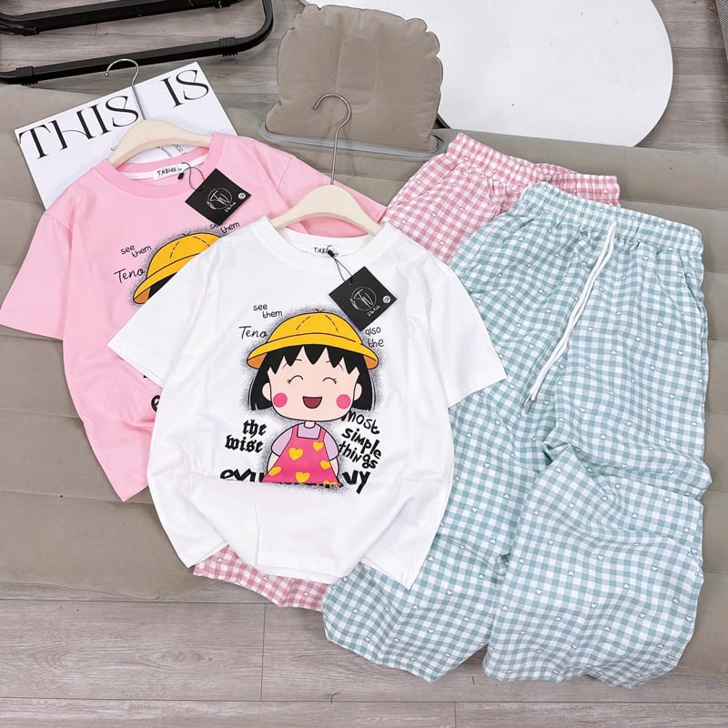 Bộ thun dài bé gái cô bé Maruko