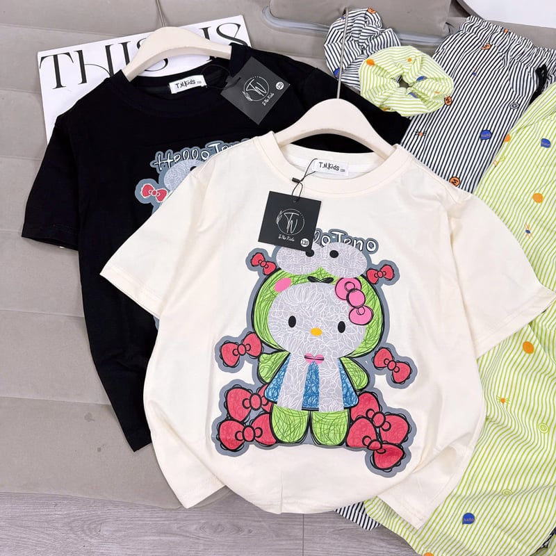 bộ thun dài bé gái hello teno