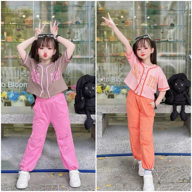 bộ thun jogger bé gai byba
