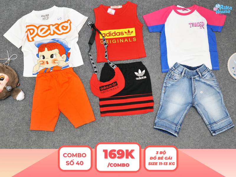 Combo 3 set đồ bé gái size 3 từ 11 đến 13kg