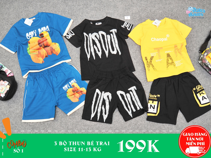 combo 3 bộ thun bé trai size 3