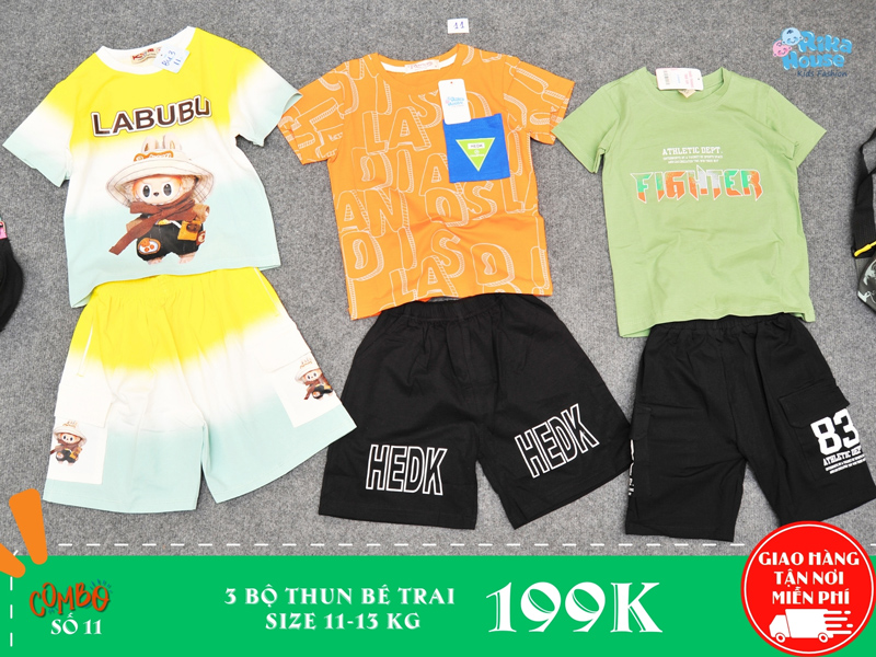combo 3 bộ thun bé trai size 3