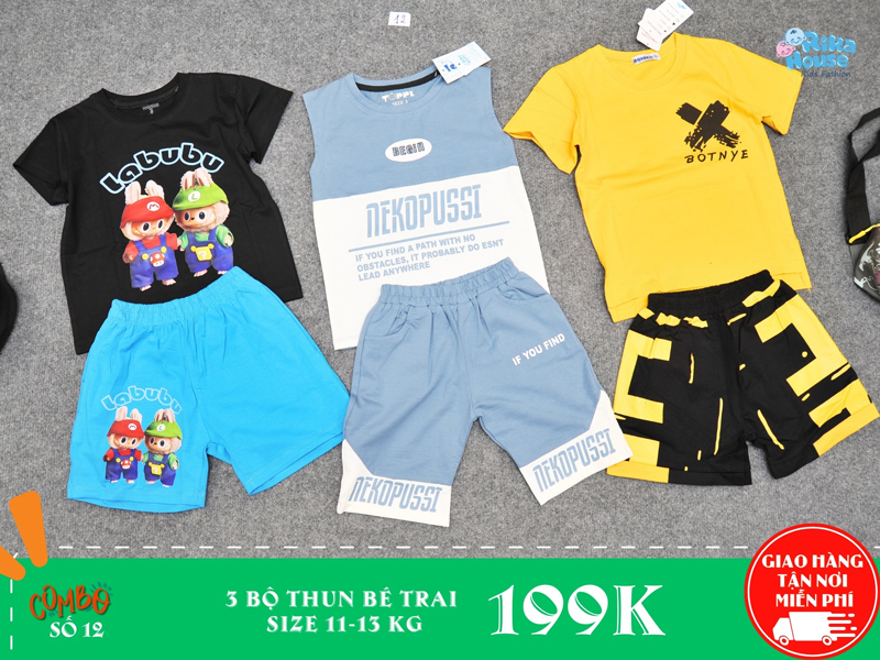 combo 3 bộ thun bé trai size 3
