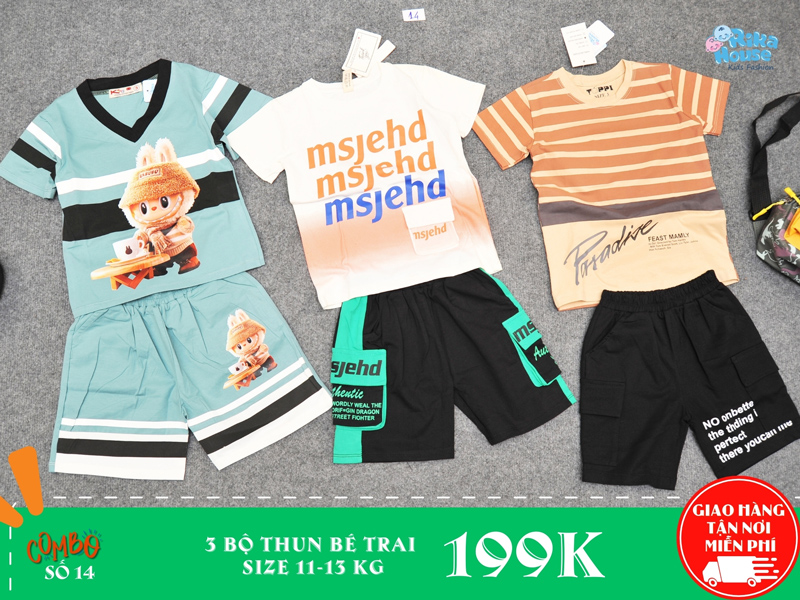 combo 3 bộ thun bé trai size 3