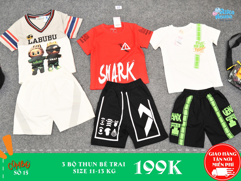 combo 3 bộ thun bé trai size 3