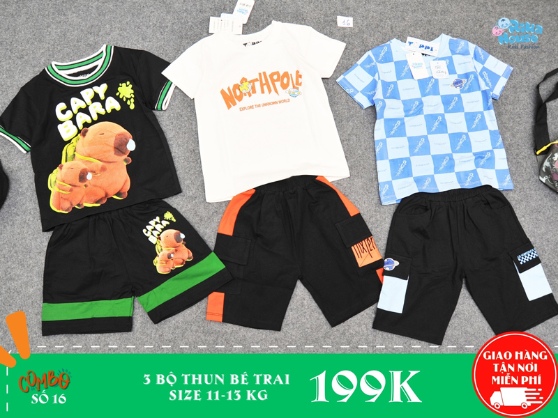 combo 3 bộ thun bé trai size 3
