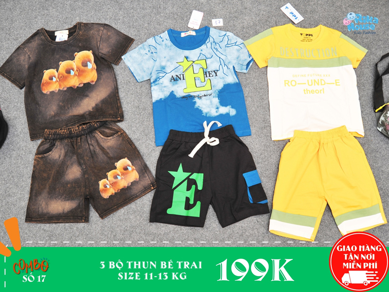 combo 3 bộ thun bé trai size 3