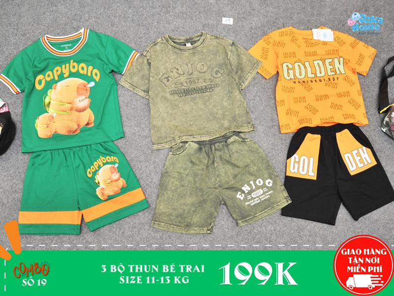 combo 3 bộ thun bé trai size 3