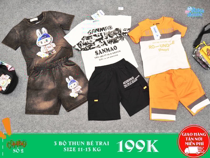 combo 3 bộ thun bé trai size 3