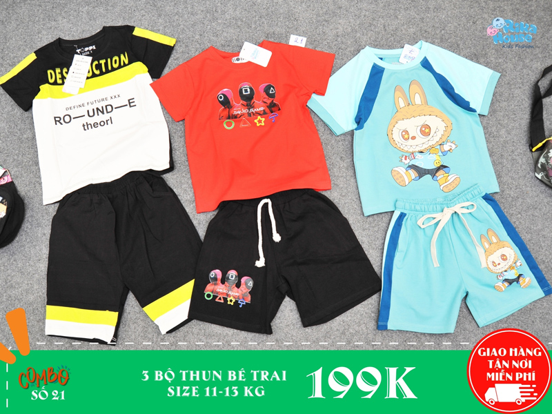 combo 3 bộ thun bé trai size 3