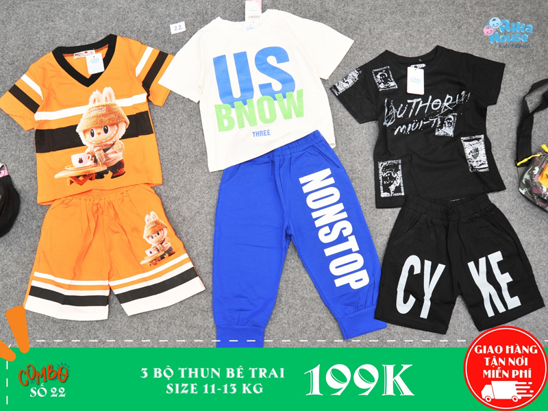 combo 3 bộ thun bé trai size 3