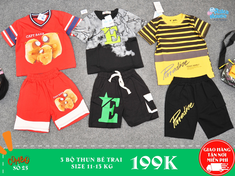 combo 3 bộ thun bé trai size 3
