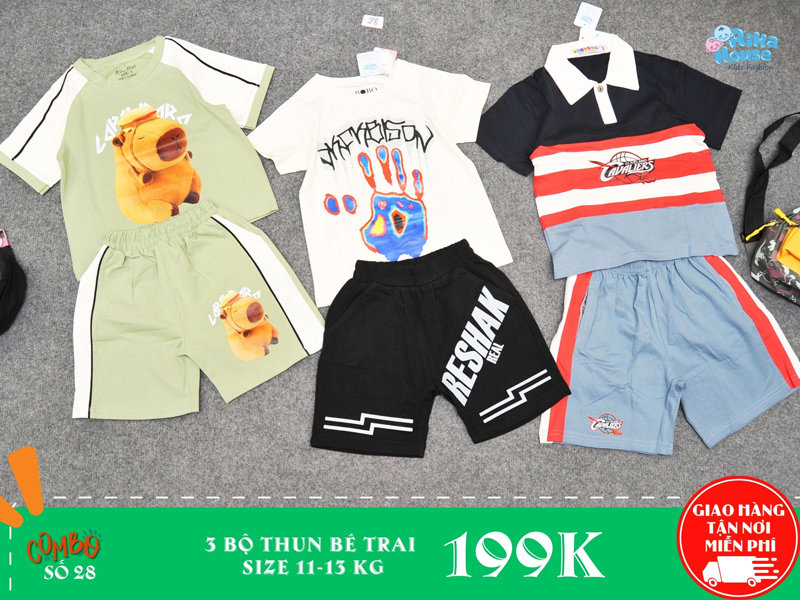 combo 3 bộ thun bé trai size 3
