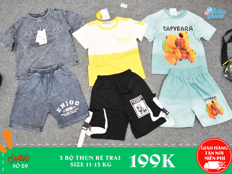combo 3 bộ thun bé trai size 3