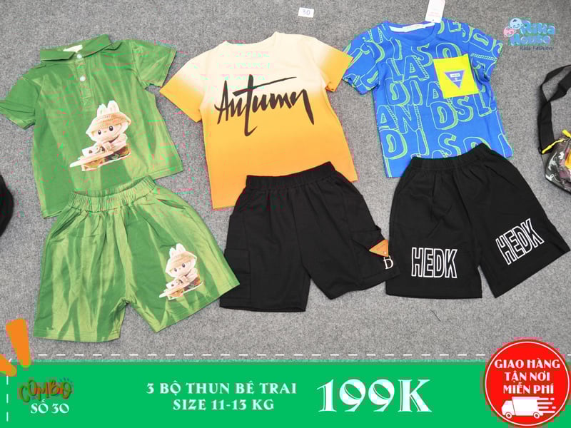 combo 3 bộ thun bé trai size 3