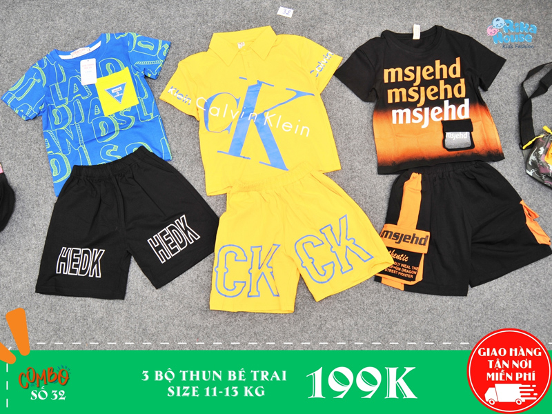combo 3 bộ thun bé trai size 3