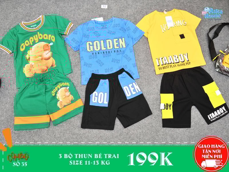 combo 3 bộ thun bé trai size 3