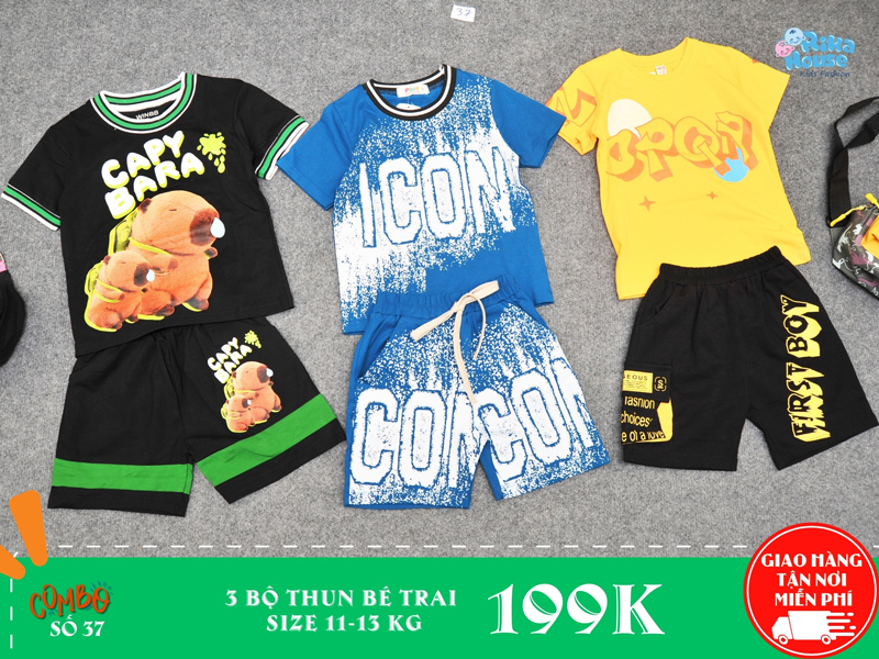 combo 3 bộ thun bé trai size 3